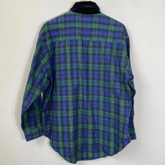 Vtg Quizz Long Sleeve Velvet Collar Plaid Button Down Shirt Women's Small Multi - Picture 8 of 12